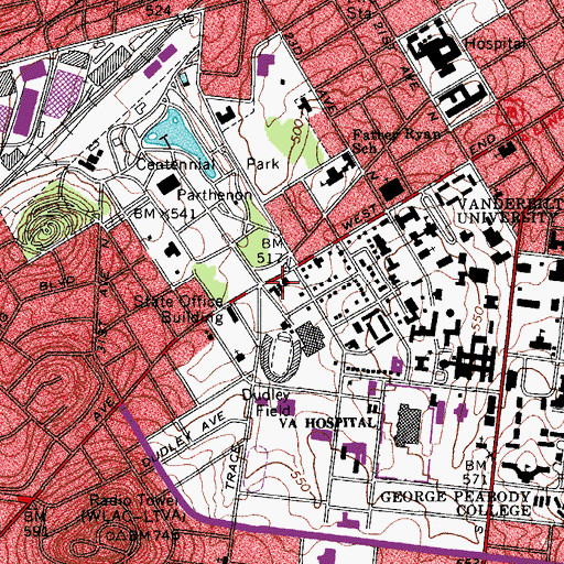 Topographic Map of John A Gupton College, TN