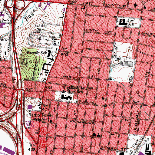 Topographic Map of Kingdom Hall of Jehovahs Witnesses, TN