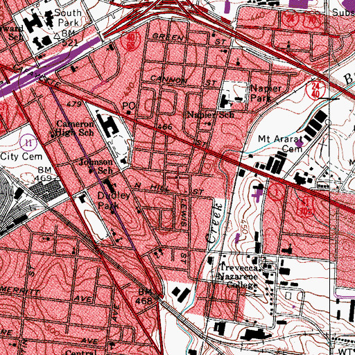 Topographic Map of Little Mount Zion Baptist Church, TN