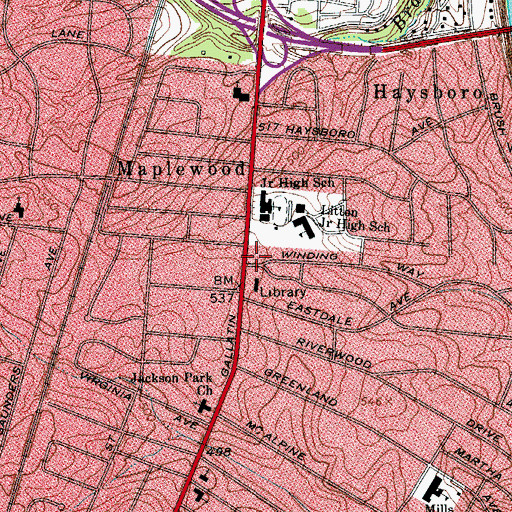 Topographic Map of Loves Mill (historical), TN