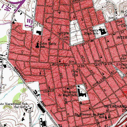 Topographic Map of Macedonia Baptist Church, TN