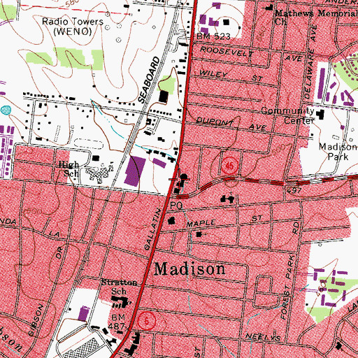 Topographic Map of Madison Church of Christ, TN
