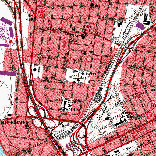 Topographic Map of McFerrin Park Community Center, TN