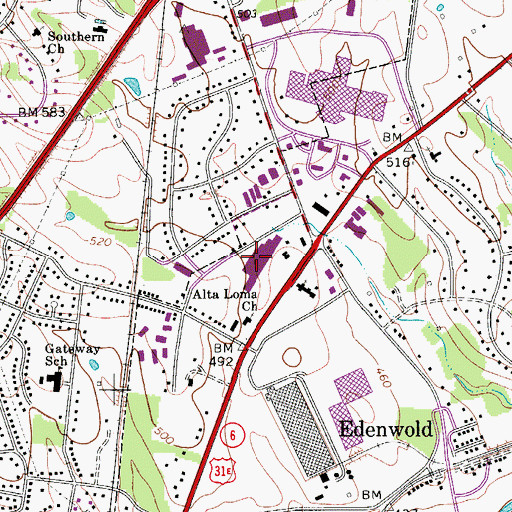 Topographic Map of McHenry Shopping Center, TN