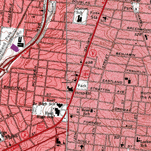 Topographic Map of Miracle Worker Temple, TN