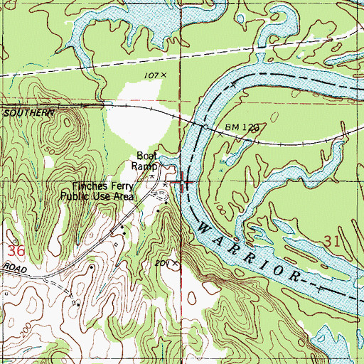 Topographic Map of Big Log Shoals (historical), AL