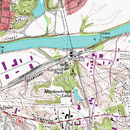 Topographic Map of Nashville Pumping Station and Filtration Plant, TN