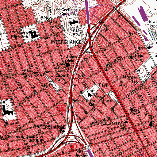 Topographic Map of New Metropolitan Missionary Baptist Church, TN