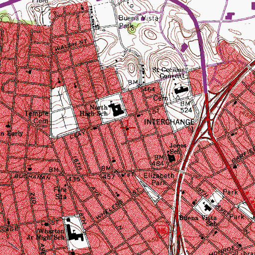 Topographic Map of North Nashville Church of God, TN