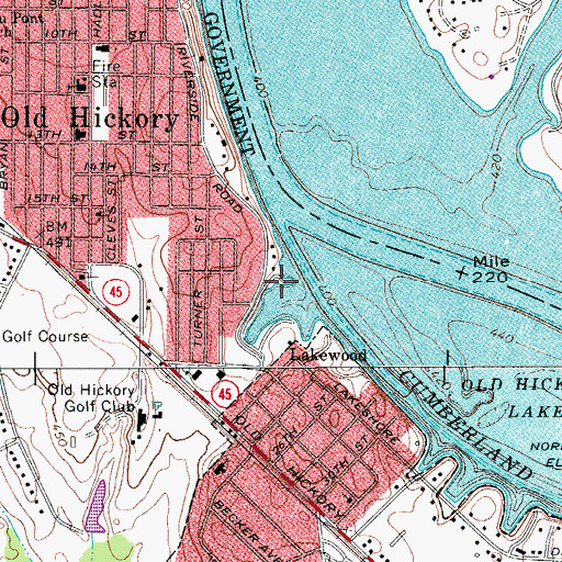 Topographic Map of Old Hickory Dock, TN