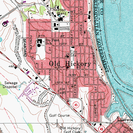 Topographic Map of Old Hickory United Methodist Church, TN