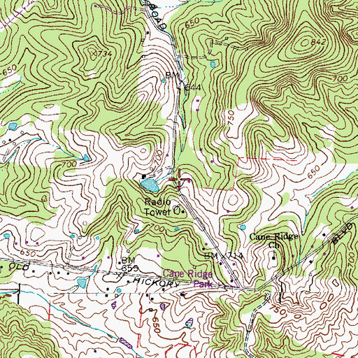 Topographic Map of Olive Branch School (historical), TN