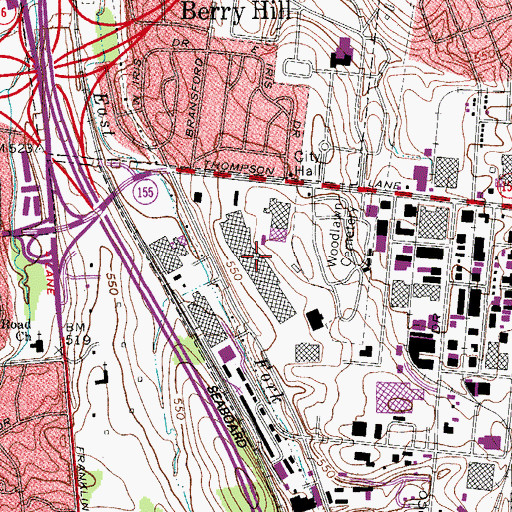 Topographic Map of One Hundred Oaks Regional Mall Shopping Center, TN