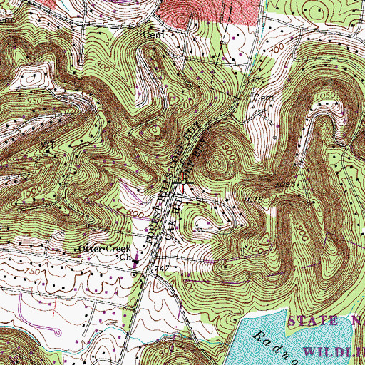 Topographic Map of Otter Creek School (historical), TN