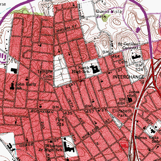 Topographic Map of Pentecostal Tabernacle Church of God in Christ, TN