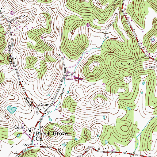 Topographic Map of Pioneer Christian Academy, TN