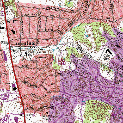 Topographic Map of Pitts Park, TN