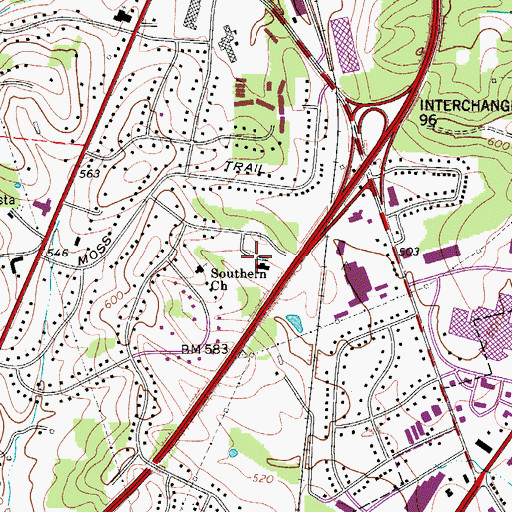 Topographic Map of Pleasant Green Park, TN
