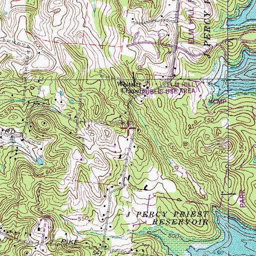 Topographic Map of Pleasant Hill Church (historical), TN