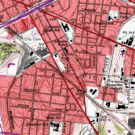 Topographic Map of Prayer Temple Church of God in Christ, TN
