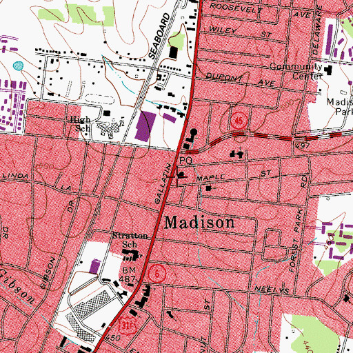 Topographic Map of Primrose Shopping Center, TN