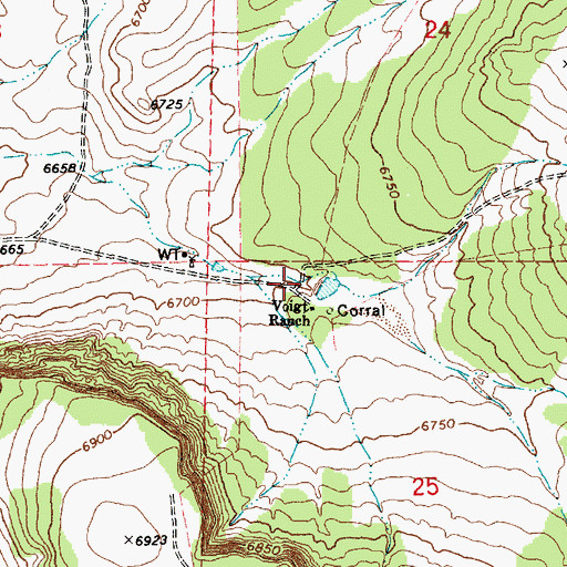 Topographic Map of Voigt Ranch, AZ