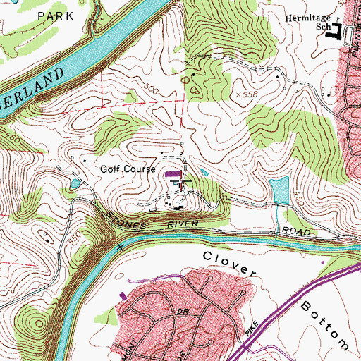 Topographic Map of Ravenwood Country Club, TN
