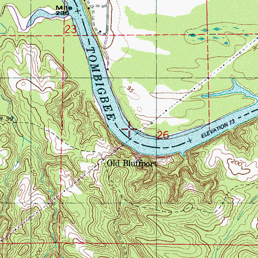 Topographic Map of Bluff Port Bar, AL