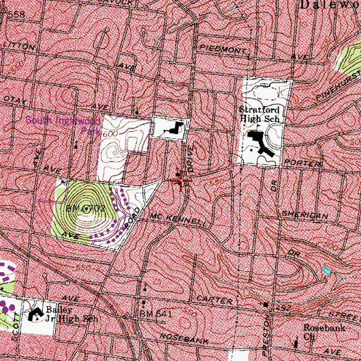 Topographic Map of Riverside Drive Church of Christ, TN
