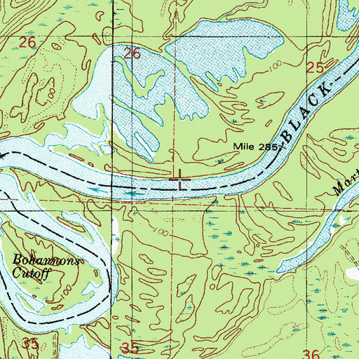 Topographic Map of Bohannons Bar, AL