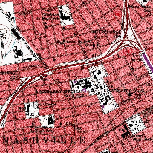 Topographic Map of Saint Anselms Episcopal Church, TN