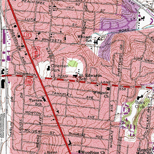 Topographic Map of Saint Edwards Catholic Church, TN
