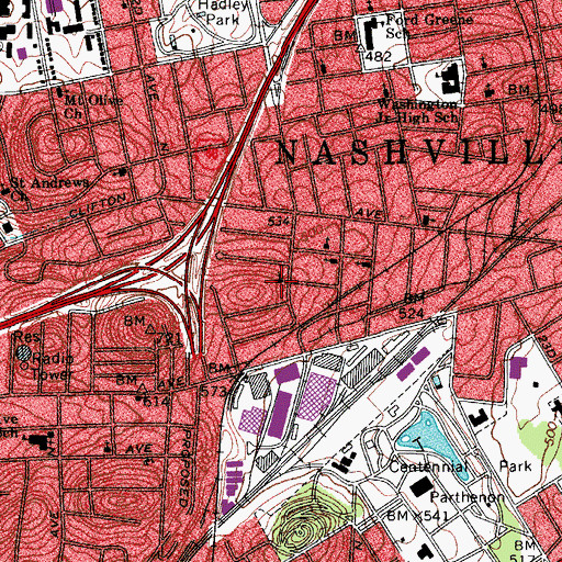Topographic Map of Saint James Missionary Baptist Church, TN