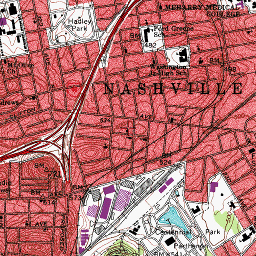Topographic Map of Saint Luke Missionary Baptist Church, TN