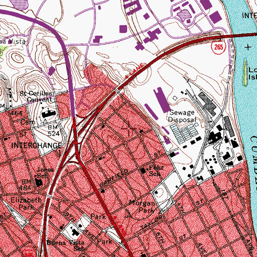 Topographic Map of Saint Peters Spiritual Church, TN