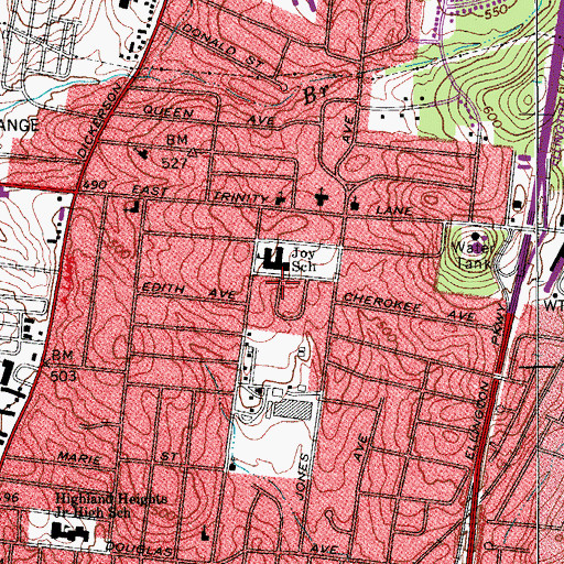 Topographic Map of Saint Theresa Holiness Science Church, TN