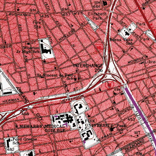 Topographic Map of Saint Vincent de Paul Catholic Church, TN
