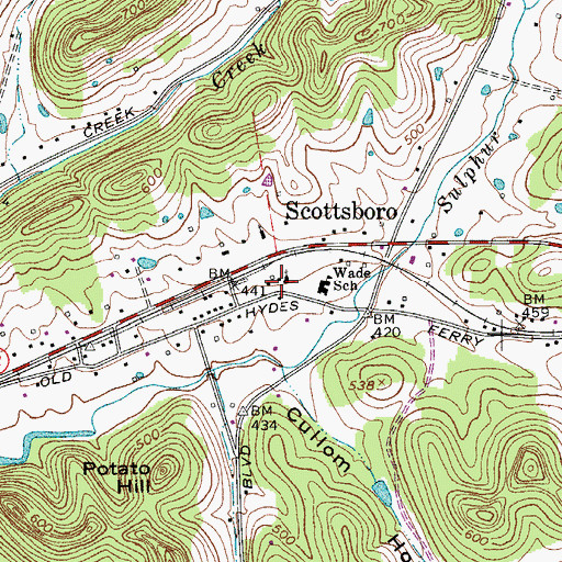 Topographic Map of Scottsboro United Methodist Church, TN