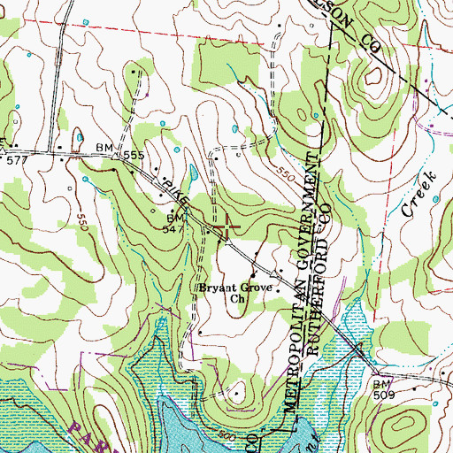 Topographic Map of Scruggs Chapel (historical), TN