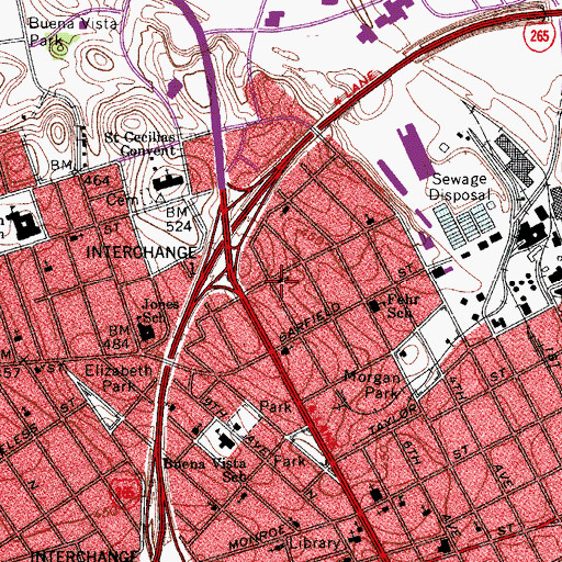 Topographic Map of Seventh Avenue Church of Christ, TN