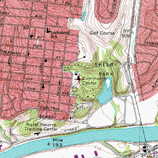 Topographic Map of Shelby Park Community Center, TN