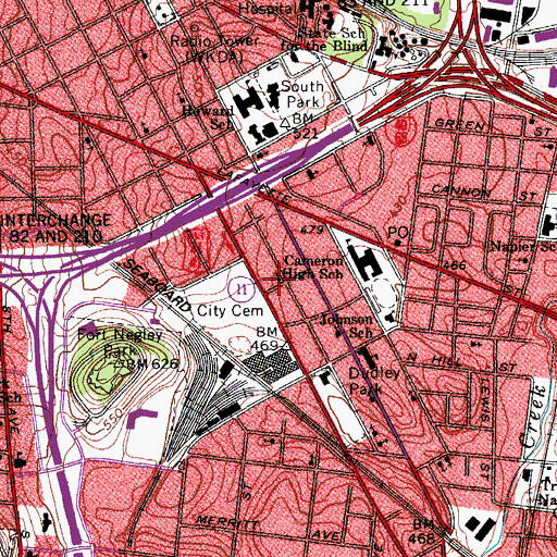 Topographic Map of South Nashville Church of God, TN