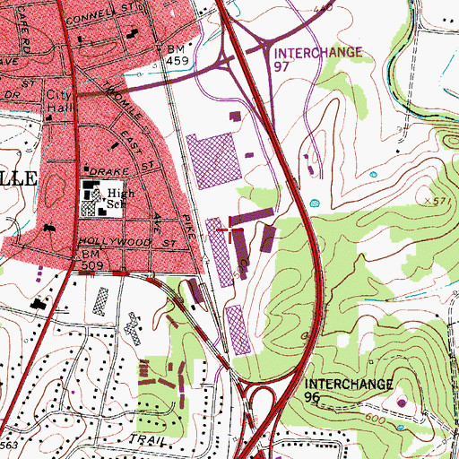 Topographic Map of Space Park North Industrial Park, TN