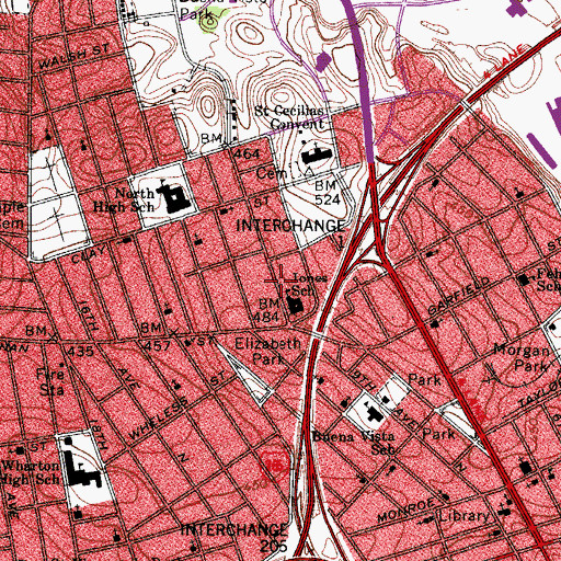 Topographic Map of Sunrise Baptist Church, TN