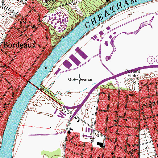 Topographic Map of Ted Rhodes Park, TN