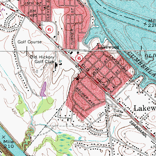 Topographic Map of Temple Baptist Church, TN