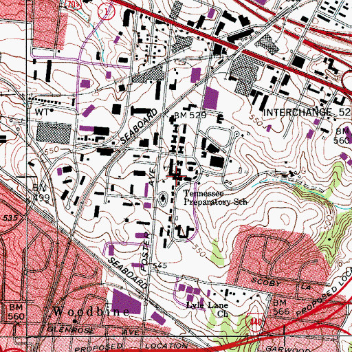 Topographic Map of Tennessee Preparatory School, TN