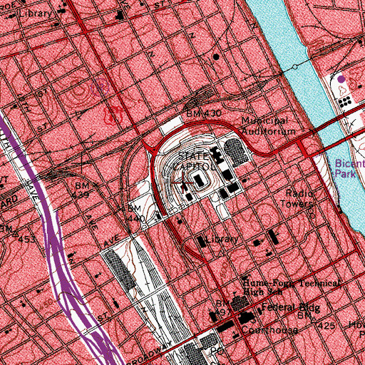 Topographic Map of Tennessee State Library and Archives, TN