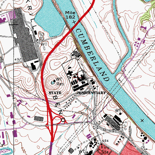 Topographic Map of Tennessee State Penitentiary, TN