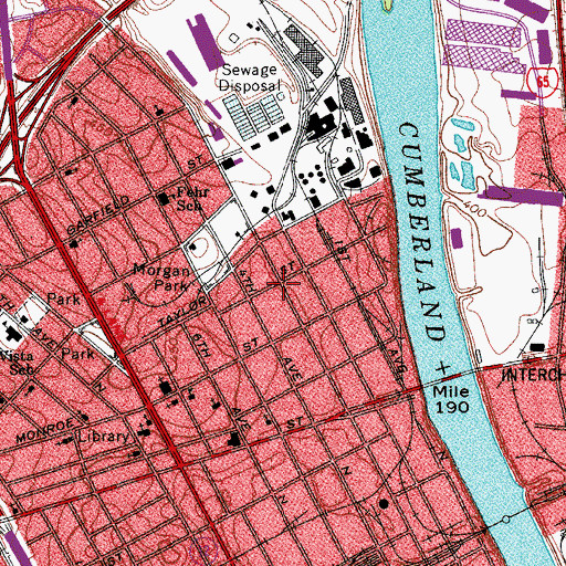Topographic Map of Third Avenue Church of Christ, TN